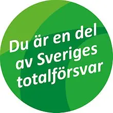 Puff med text "Du är en del av Sveriges totalförsvar!"